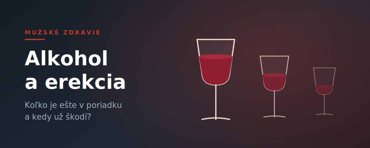 Alkohol a erekcia: Koľko je ešte v poriadku a kedy už škodí? Tri poháre červeného vína s klesajúcim množstvom symbolizujúce vplyv alkoholu na erekciu